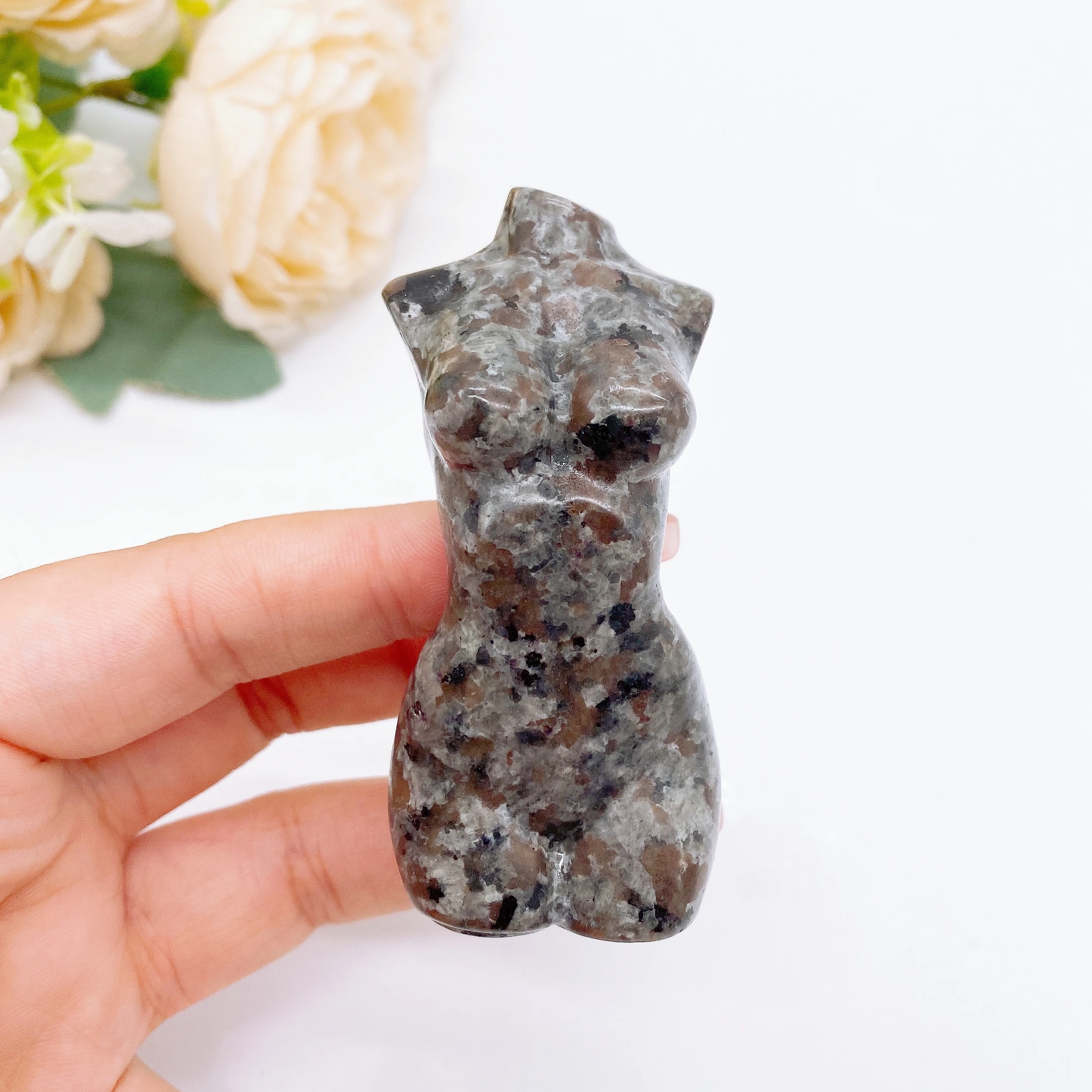 75MM Natural Yooperlite Women Torso Figurine Goddess Crystal Flame Stone Chakra Witchcraft Reiki Healing Spiritual Home Decor