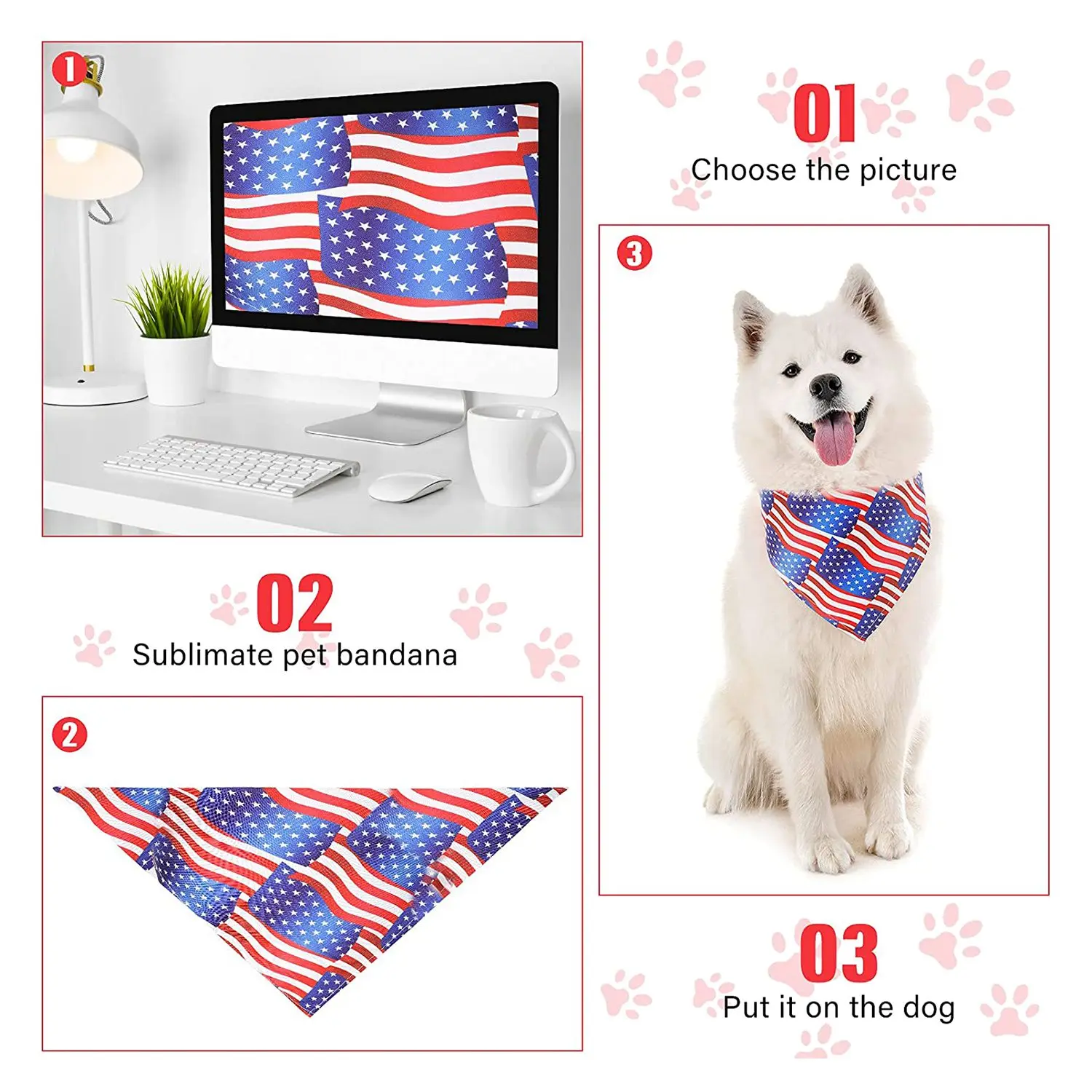 Sublimação Em Branco Pet Bandana, Transferência De Calor, Lavável DIY Triângulo Cachecol Do Cão, Babadores Lenço Para Cães, Cachorro, Gatos, 30 Pcs