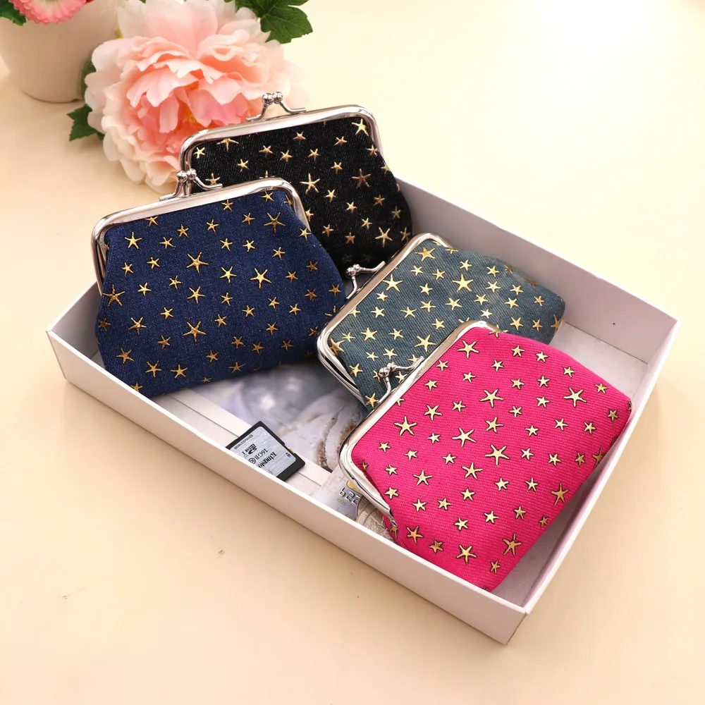 Retro Five Stars Women Coin Purse Hasp Purse Cute Small Wallet Card Holder Lady Vintage Retro Bag Clutch Bag Monedero