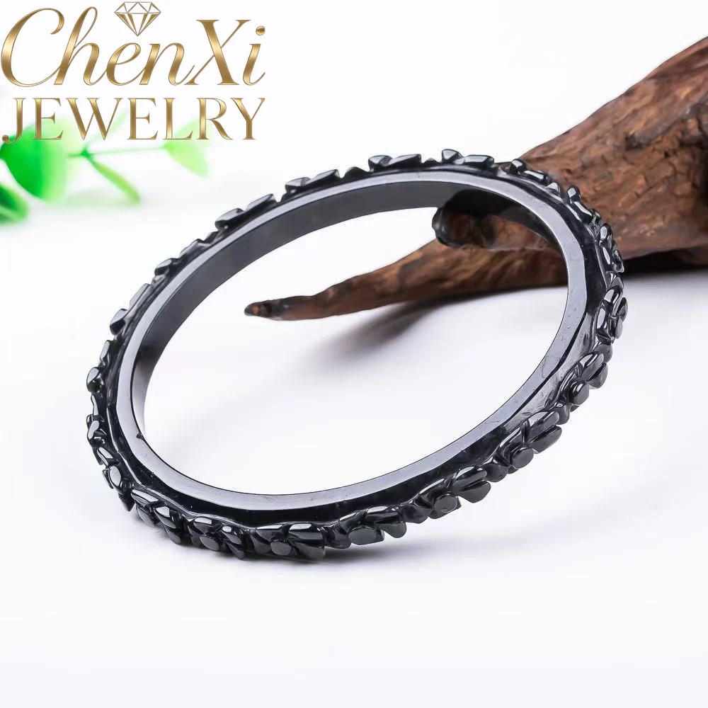 Natural A-Grade Black Jadeite Peony Flower Bracelet Elegant Charm Standout Piece High-End Keepsake Exquisite Luxury Popular Gift