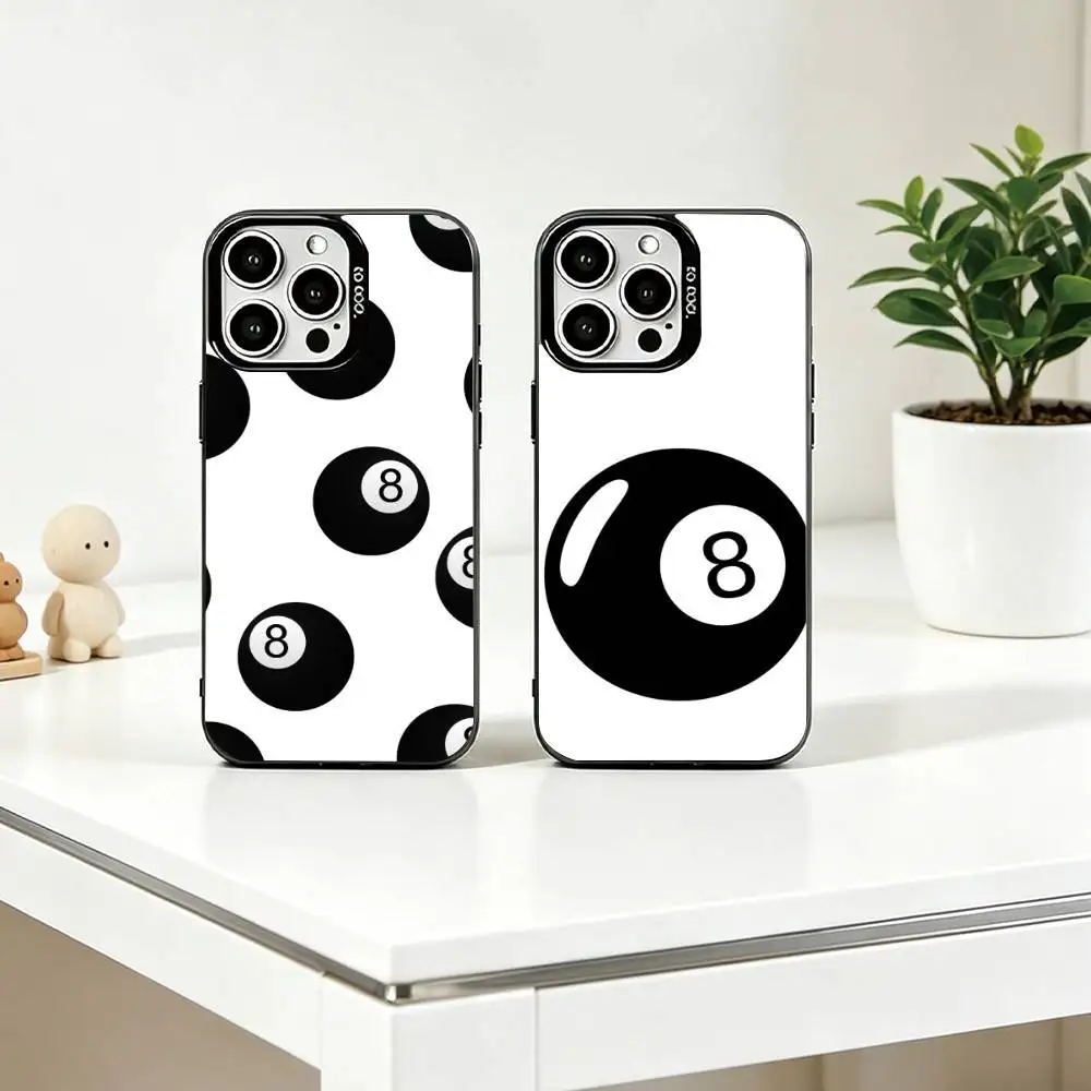 

P-Pool ball Phone Case For iPhone 17,16,15,14,13,12,11 Plus,Pro Max,XS,Colorful Silver Black Cover