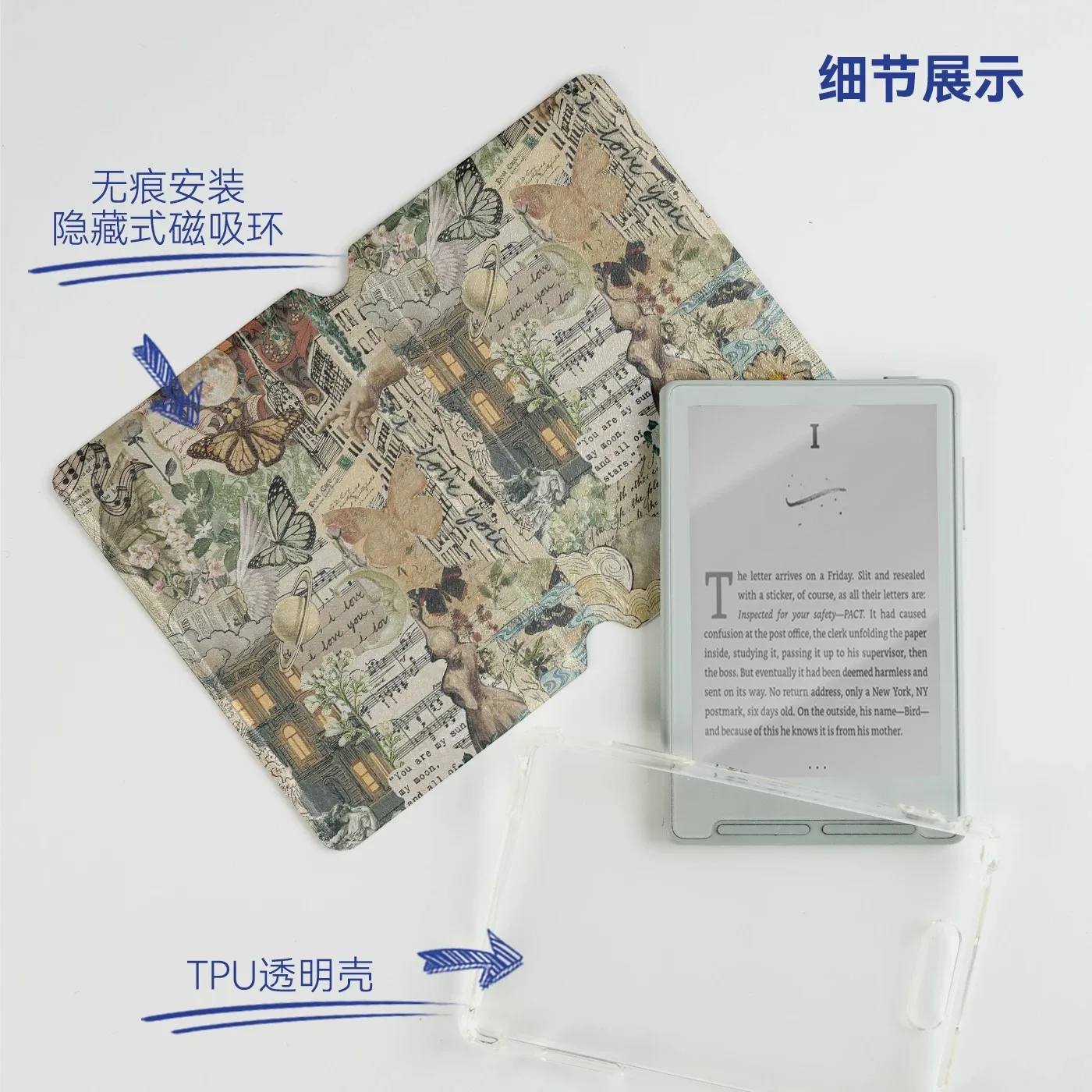 For XTEINK X3 X4 E-Ink Ebook Reader Magnetic Protective Folio Case Clear Transparent TPU Full‑Coverage Protective Cover Gift