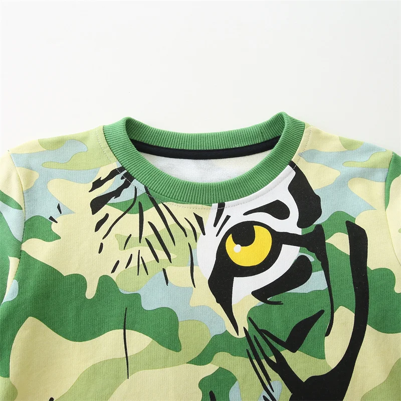 Jumping Meters 2-7T Tigers New Arrival Animals Print Boys Girls Sweatshirts For Autumn Winter Baby Clothes Cotton Toddler Shirts