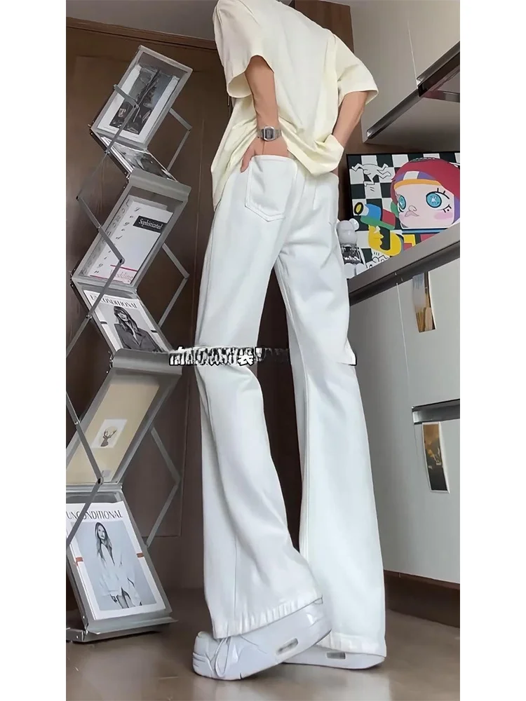 

Cleanfit White Jeans Men's Summer Thin Tall Straight Leg Micro Flared Pants Fashionable Casual High Waist Denim Shorts