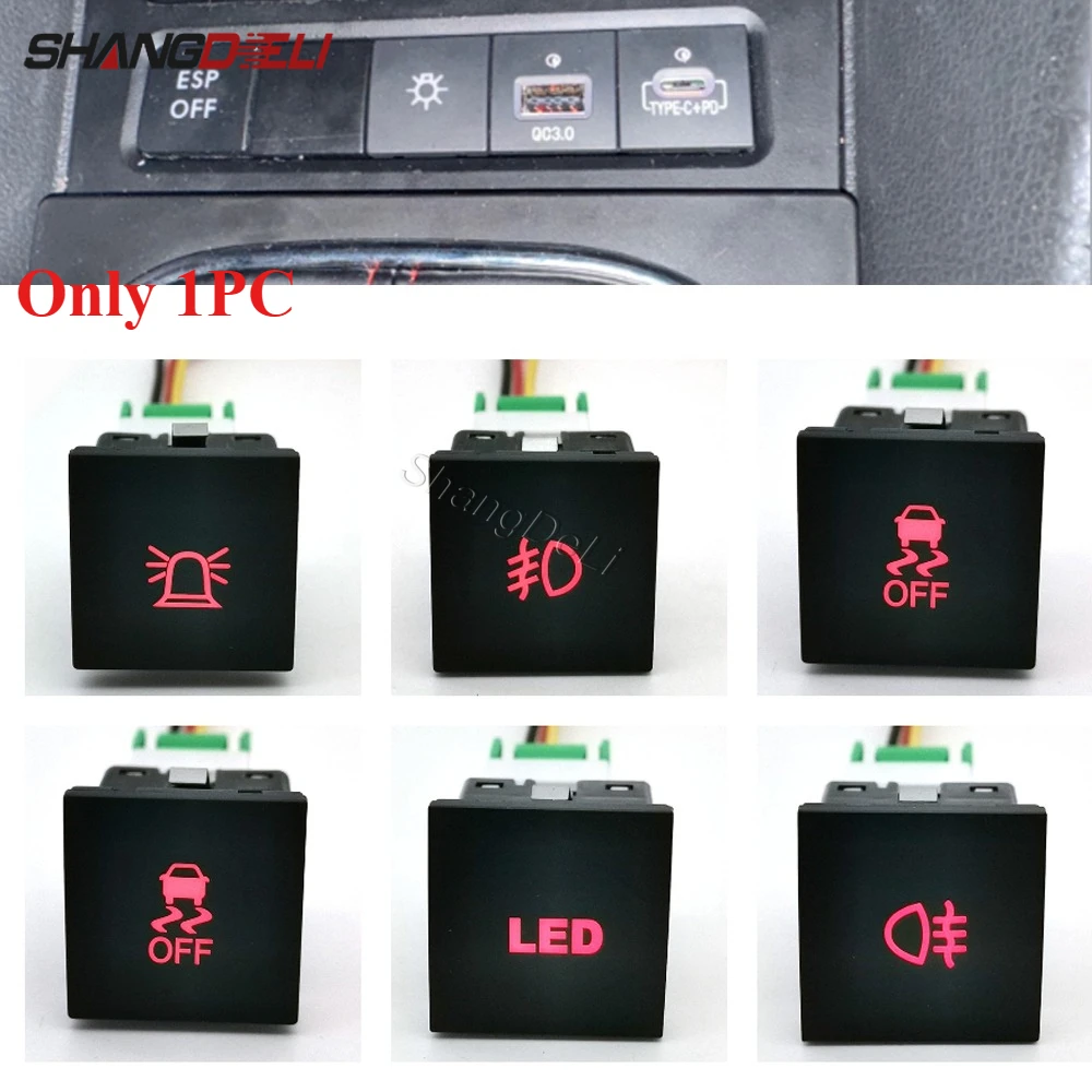 1PC DC12V Car LED DRL Camera Power ON off Fog Light Switch Button with wire For Golf 6 Jetta MK6 Scirocco Touran 2006 - 2012