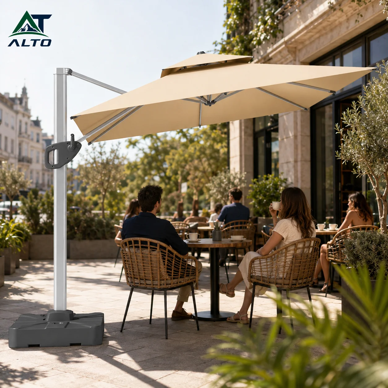 Commercial Outdoor Cantilever Patio Umbrella Offset Sun Shade Parasol For Garden Villa Balcony Cafe Restaurant Terrace Wholesale