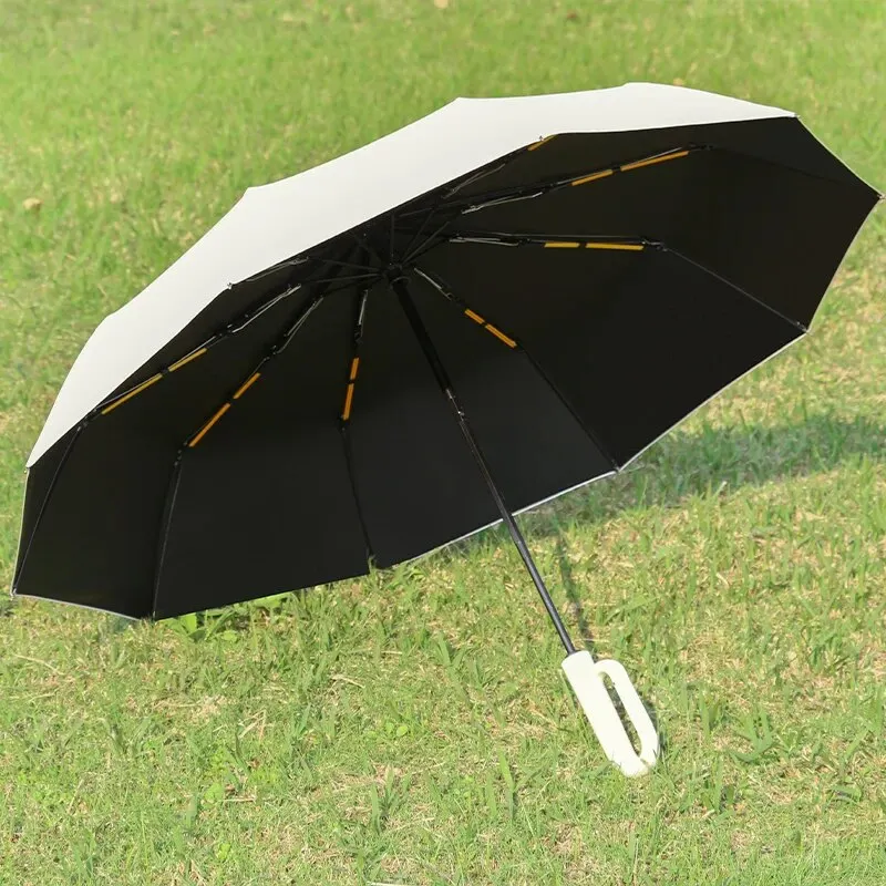 Umbrella For Sunshine And Rainy Windproof Strong Automatic Folding Large Buckle Handle Double Bone Wind And Water Resistant