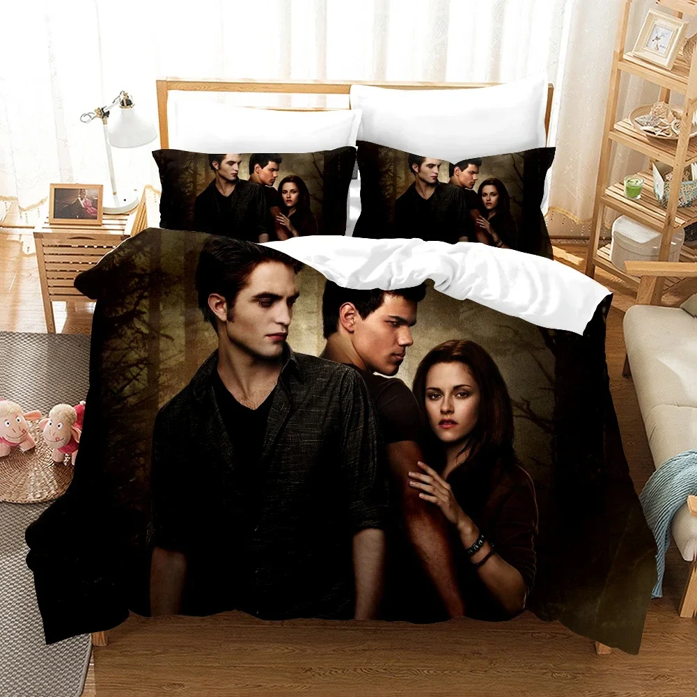 

Twilight Series Duvet Cover Set and Pillowcases Vampire Hot Movies Single King Full Fashion 3D Bedding Set for Adults Bed Linen