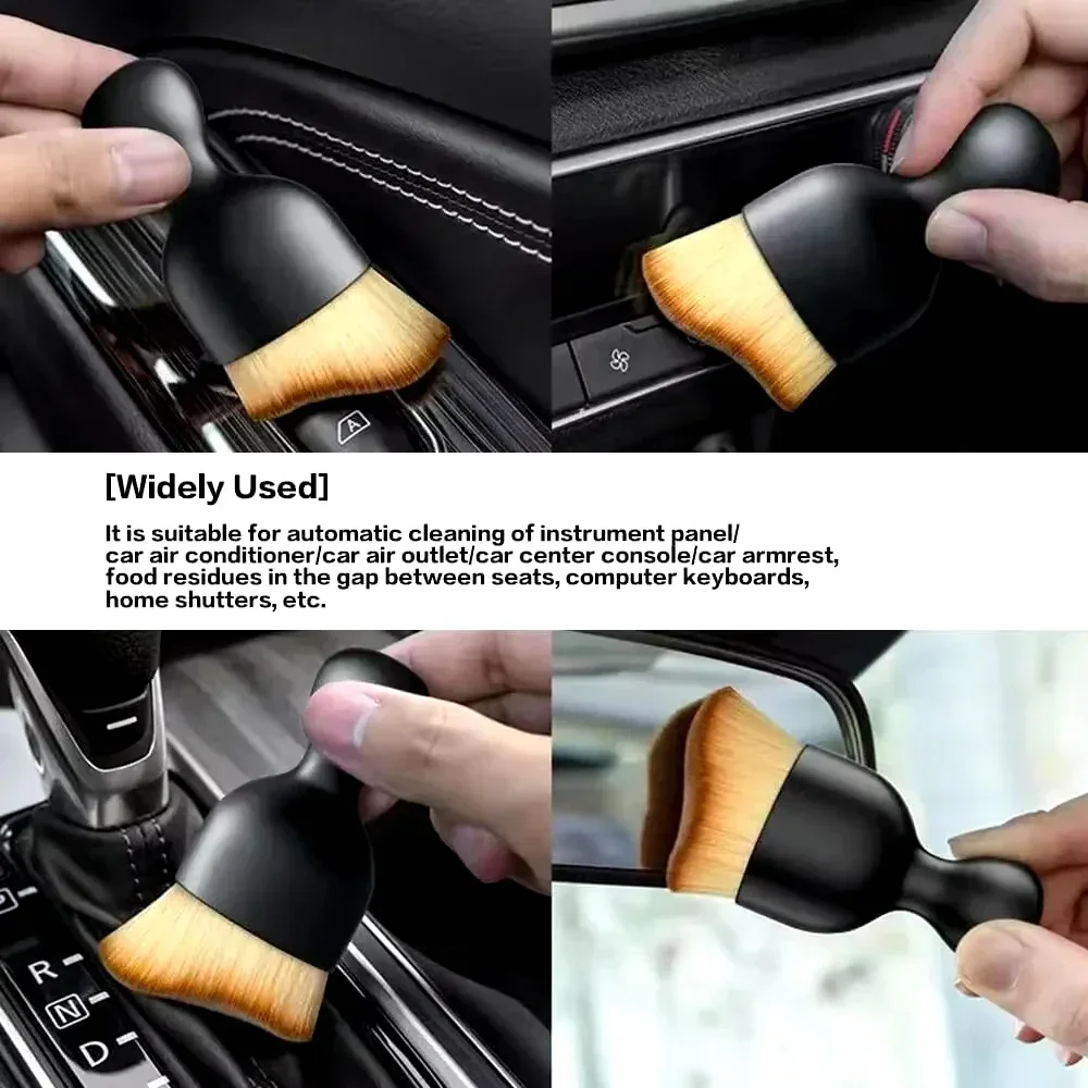 Car Interior Cleaning Brush Conditioner Air Outlet Soft Fur Clean Brushes with Shells Crevice Dust Removal Detailing Brush Tools