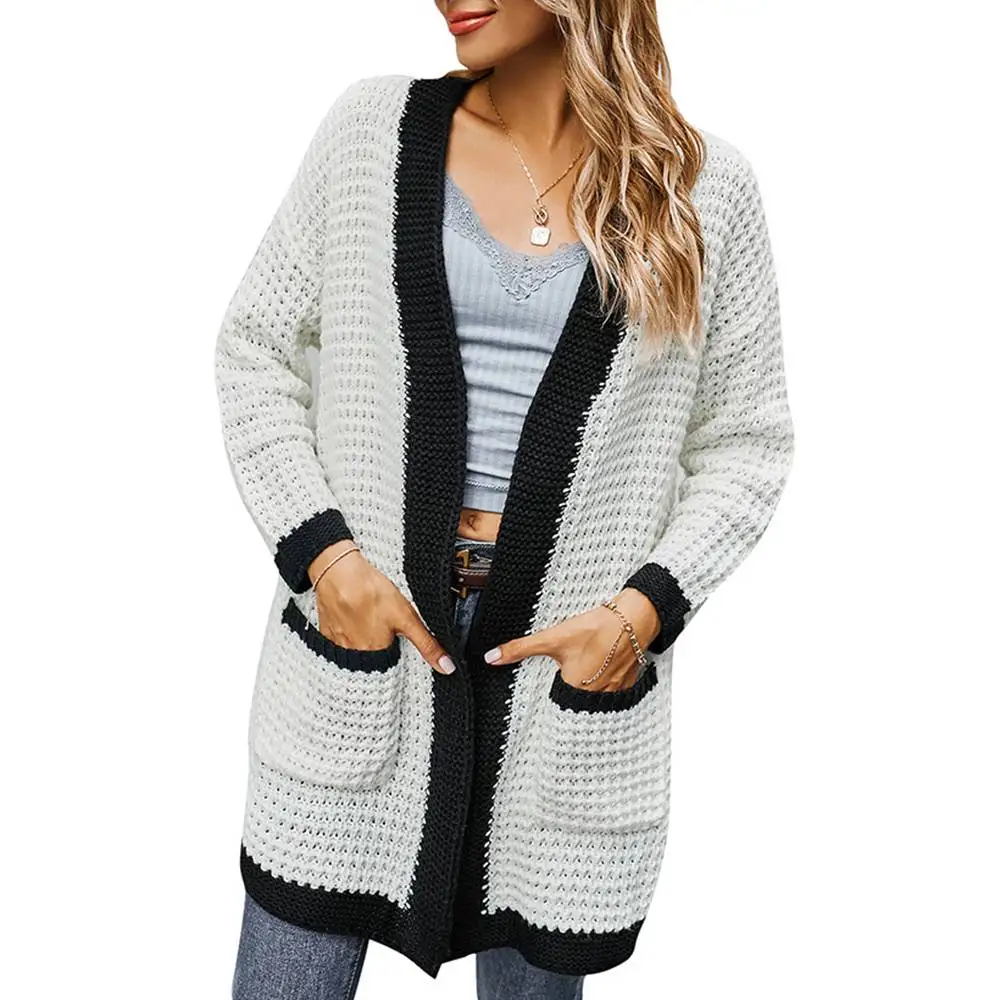 Women\'s Sweater Patchwork Cardigan Coat for Autumn and Winter