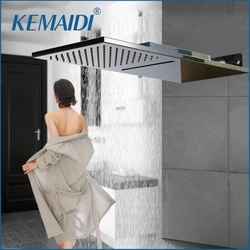 KEMAIDI 8 Inch Bathroom Shower Head Rainfall Square Stainless Steel Shower Head Bathroom Shower Wall Mount Overhead