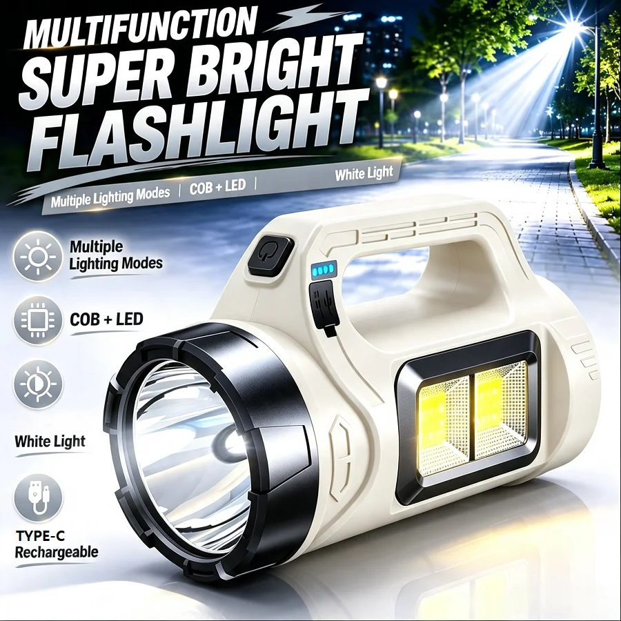 Outdoor Power Bank - マルチシーンハンドヘルド LED トーチソーラー Type-C 充電式防水 COB