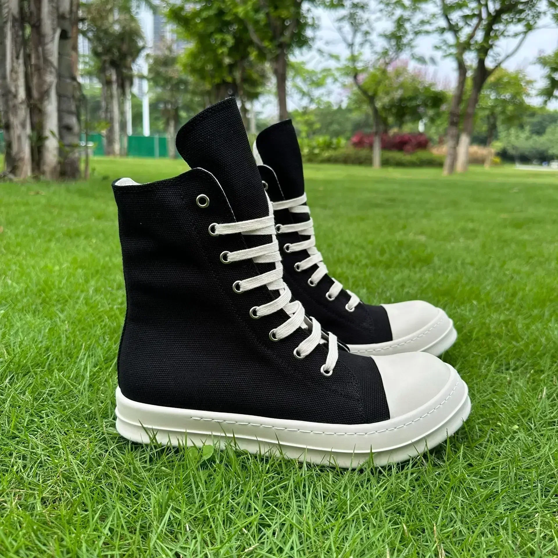 Rric  Quality designer High Top Board Shoes Thick Sole Brand  Heightened Black Shoes Versatile Canvas Shoes O-Wen  Women's Boots