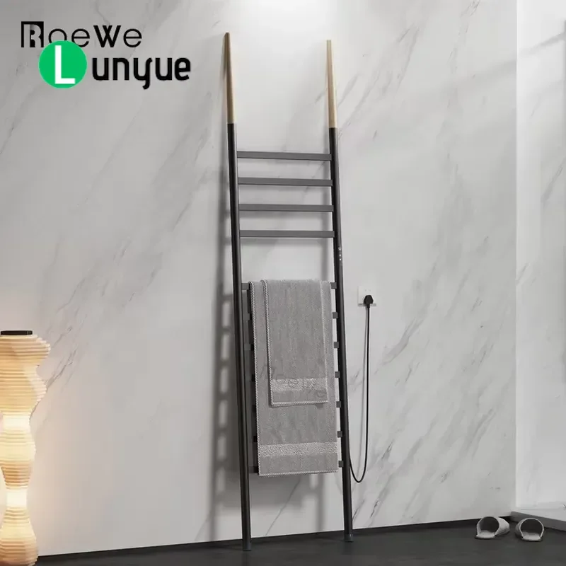 Electric Towel Warmer Rack Ladder Style Bathroom Heating Rod Radiator Floor Stand Hot Towel Heater for Home Bath Room Decor