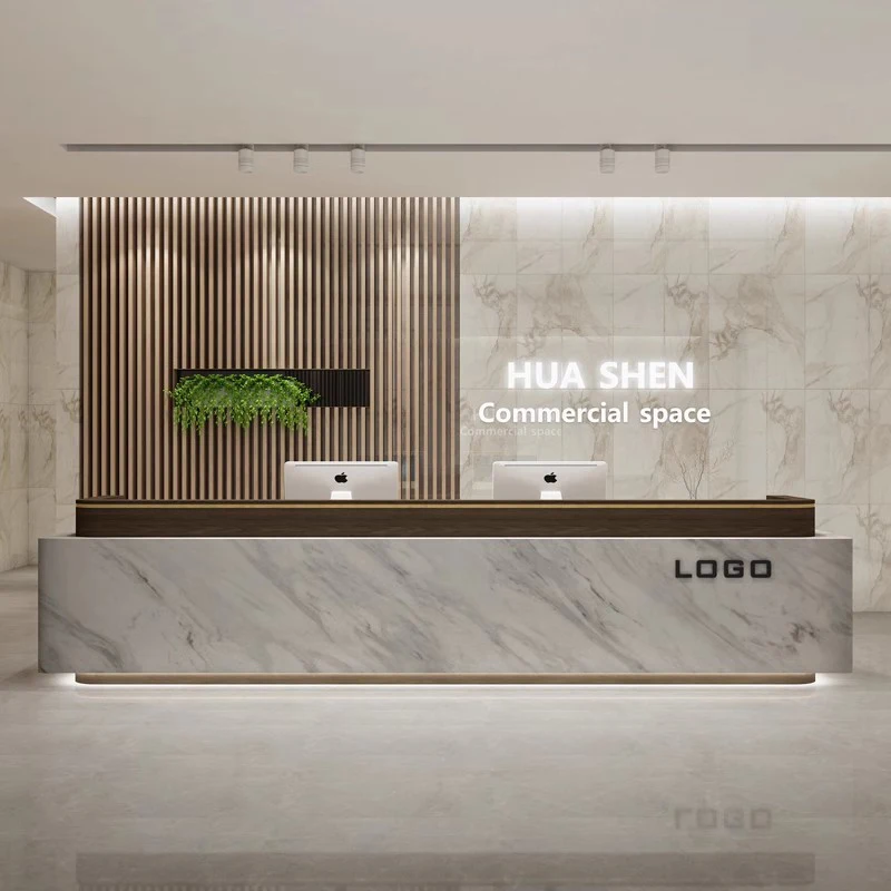 

Aesthetic Center Decor Minimalist Furniture Shop Service Counter Beauty Salon Table Atelier Institute Advanced Podium Reception
