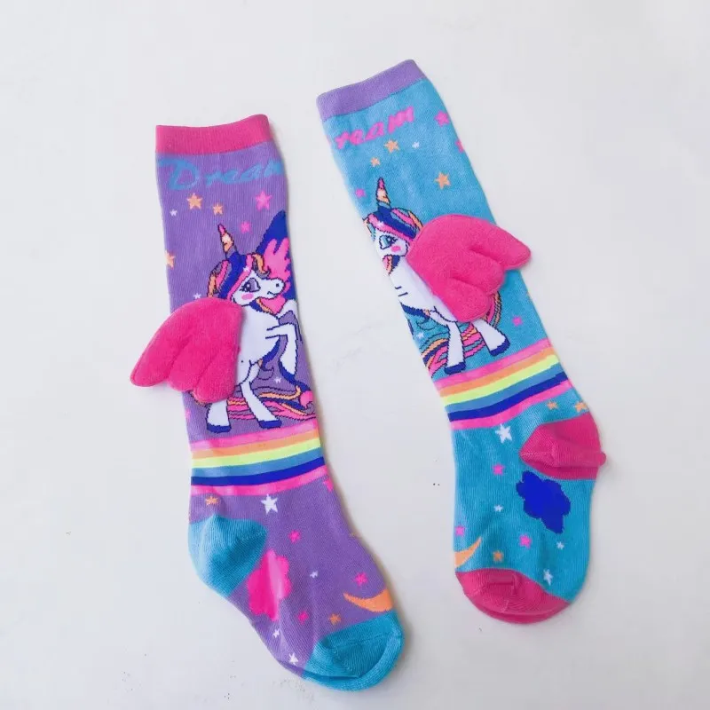 Girls\' Socks Four Seasons Trend Cartoon Cute Unicorn Long Tube Over The Knee Comfortable Casual Children\'s Socks Gift