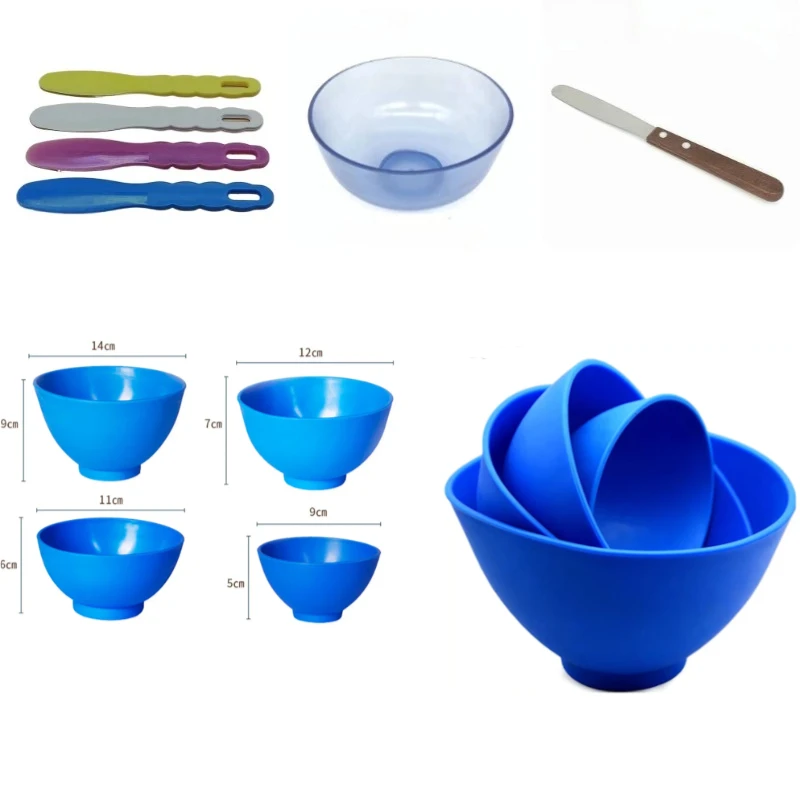 

SmileKit Dental Blue Rubber Bowl Impression Material Gypsum Mixing Bowl Mixing S M L Mixing Knife Dental Laboratory Tools
