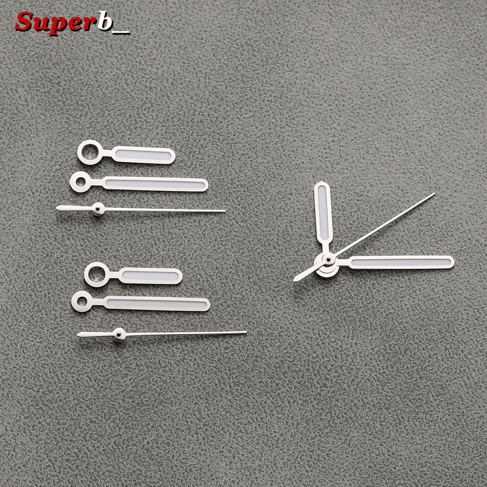 Silver Watch Hands Green Luminous Aiguille NH35 Hands Set  for NH34 NH35 NH36 4R for Nautilus Hands Watches Pointers Accessories