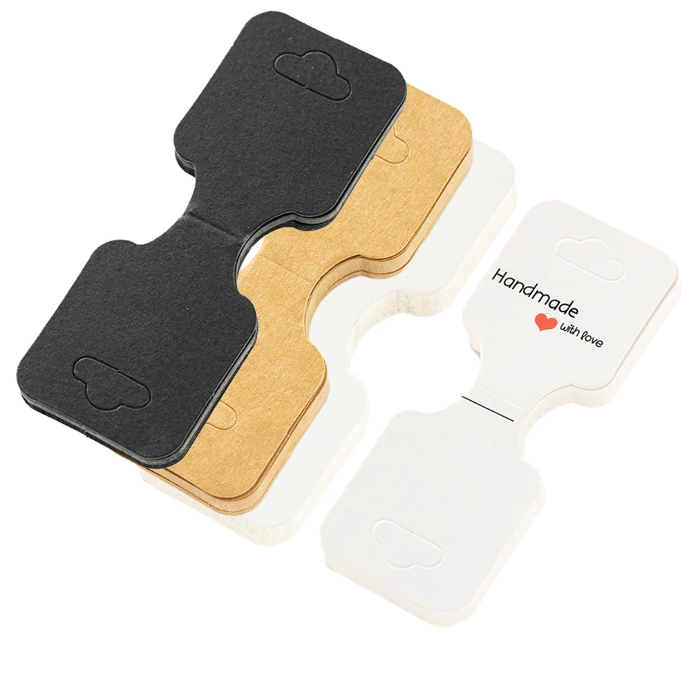 50pcs 9x3.5cm Foldable Kraft Paper Packing Cards for DIY Jewelry Display Holders Handmade Necklace Bracelet Retail Price Tags