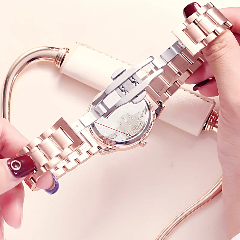 นาฬิกาสายสแตนเลสสตรีอินเทรนด์ใหม่, การเคลื่อนไหวแบบควอตซ์, นาฬิกาลำลองและทันสมัย, นาฬิกาผู้หญิงคุณภาพสูง
