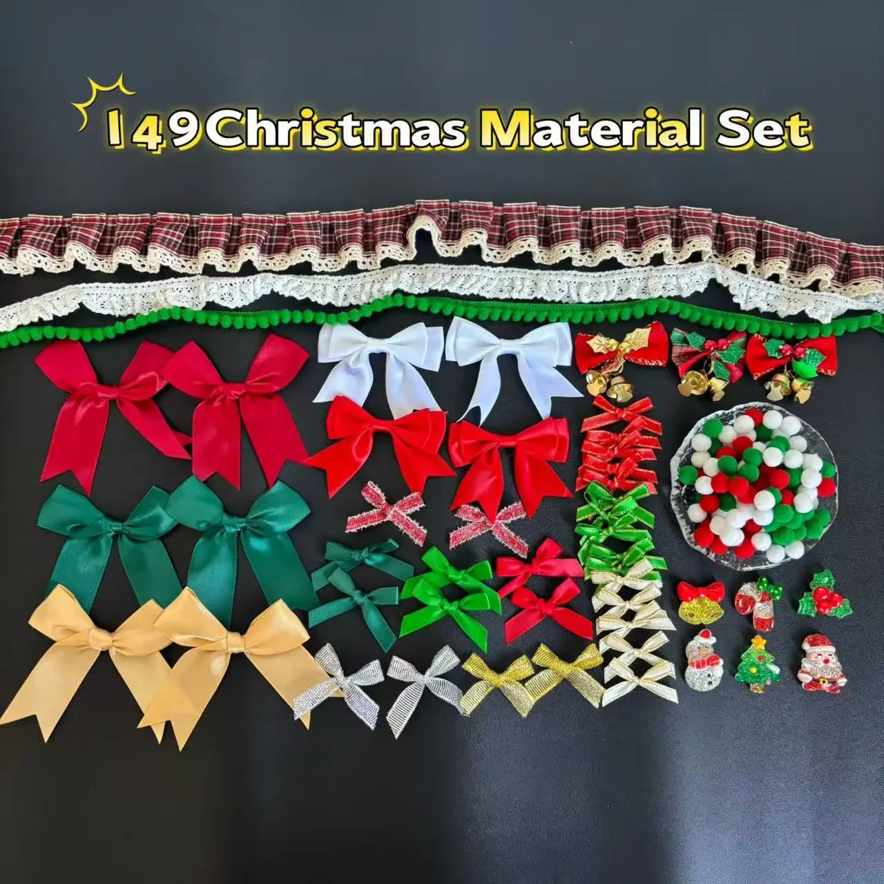 149 قطعة مجموعة مواد عيد الميلاد شجرة عيد الميلاد ربطة القوس فيونكة الملحقات ثلج جو الديكور المواد المساعدة دليل العلاقات العامة #2