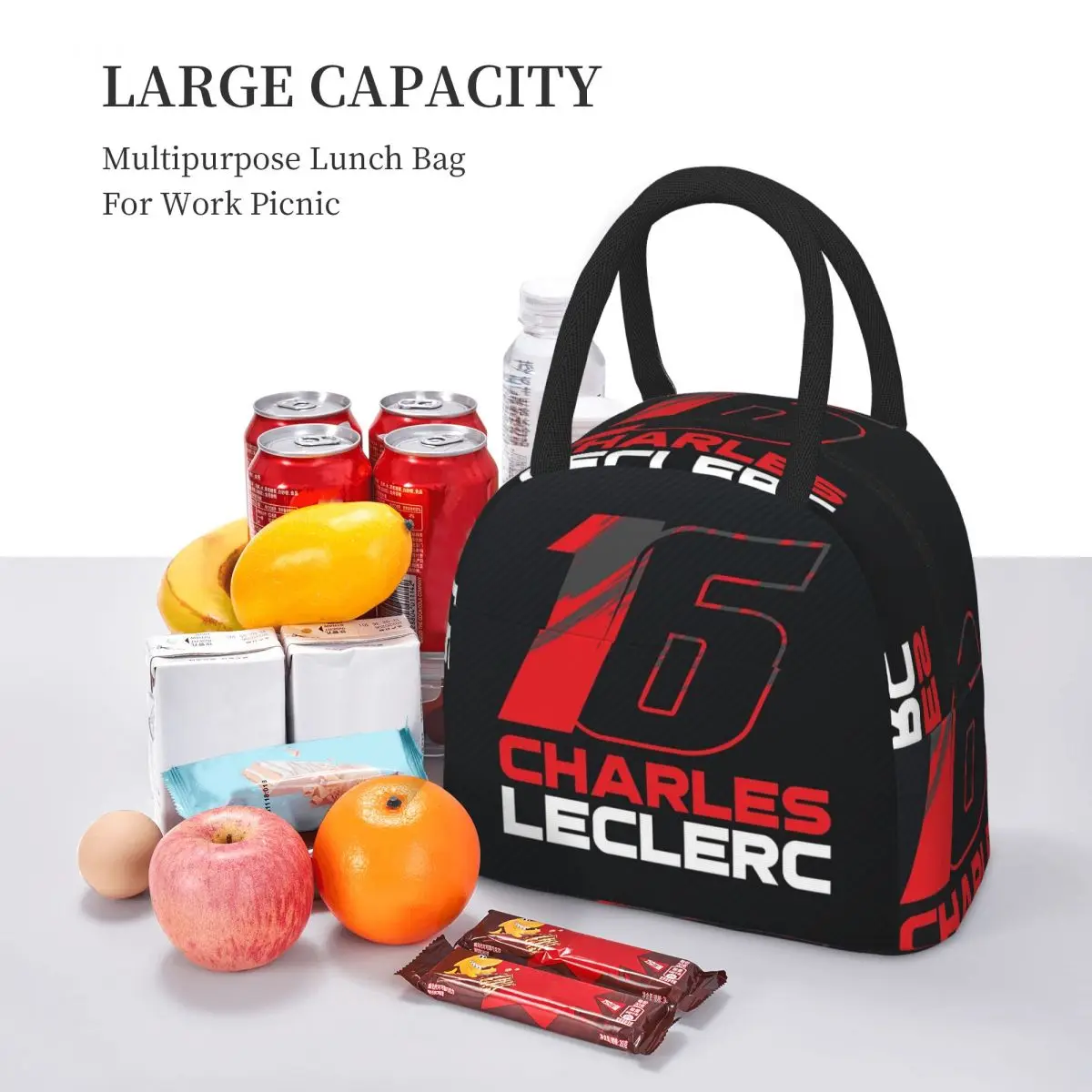 Charles Leclerc 16 V3 Lunch Bags Insulated Bento Box Portable Lunch Tote Resuable Picnic Bags Cooler Bag for Woman Kids Work