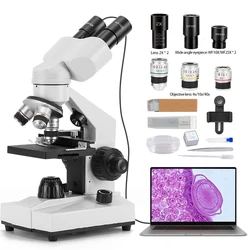 40x-2000x binocular microscope, adult and child microscope, dual lighting system, school/home education student microscope