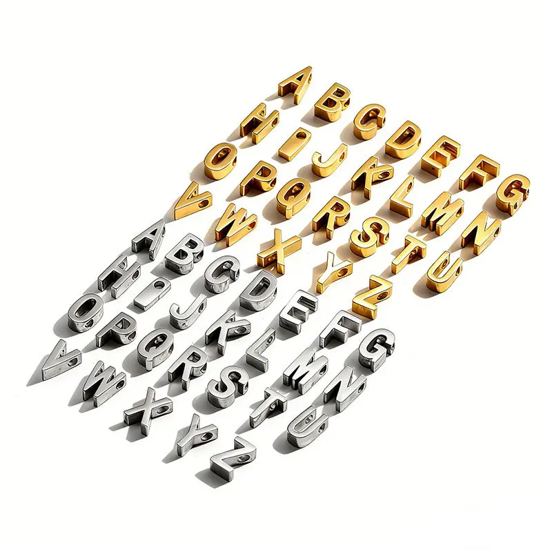 

52PC/lot 8x5mm stainless steel Slide Letter A-Z English Alphabet slide charms Fit For diy necklace bracelet bangle jewelrys