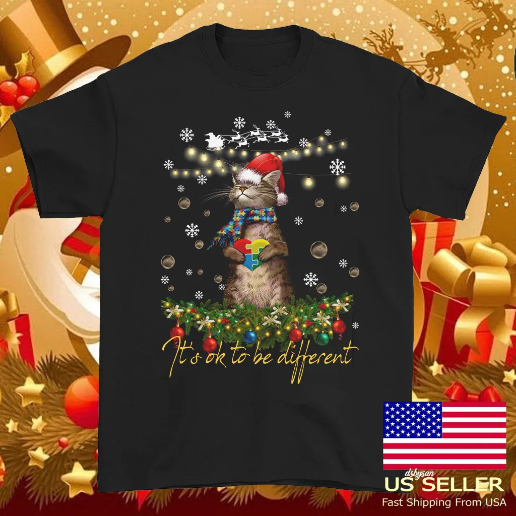 Милая кошка на Рождество, ок быть другой черный с коротким рукавом 01