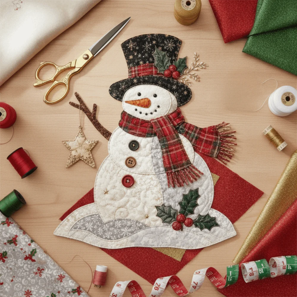 DIY Christmas Patchwork Art Painting Kit with Guidance Beginner-friendly Christmas Tree Patchwork Fabric Kit Pre-cut Fabric