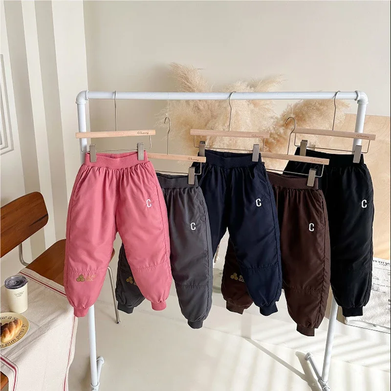 MILANCEL NEW Winter Childrens Down Pants 3-9Y Waterproof Boys Casual Warm Trousers Girls Elastic Waist Thick Outdoor Sportspants