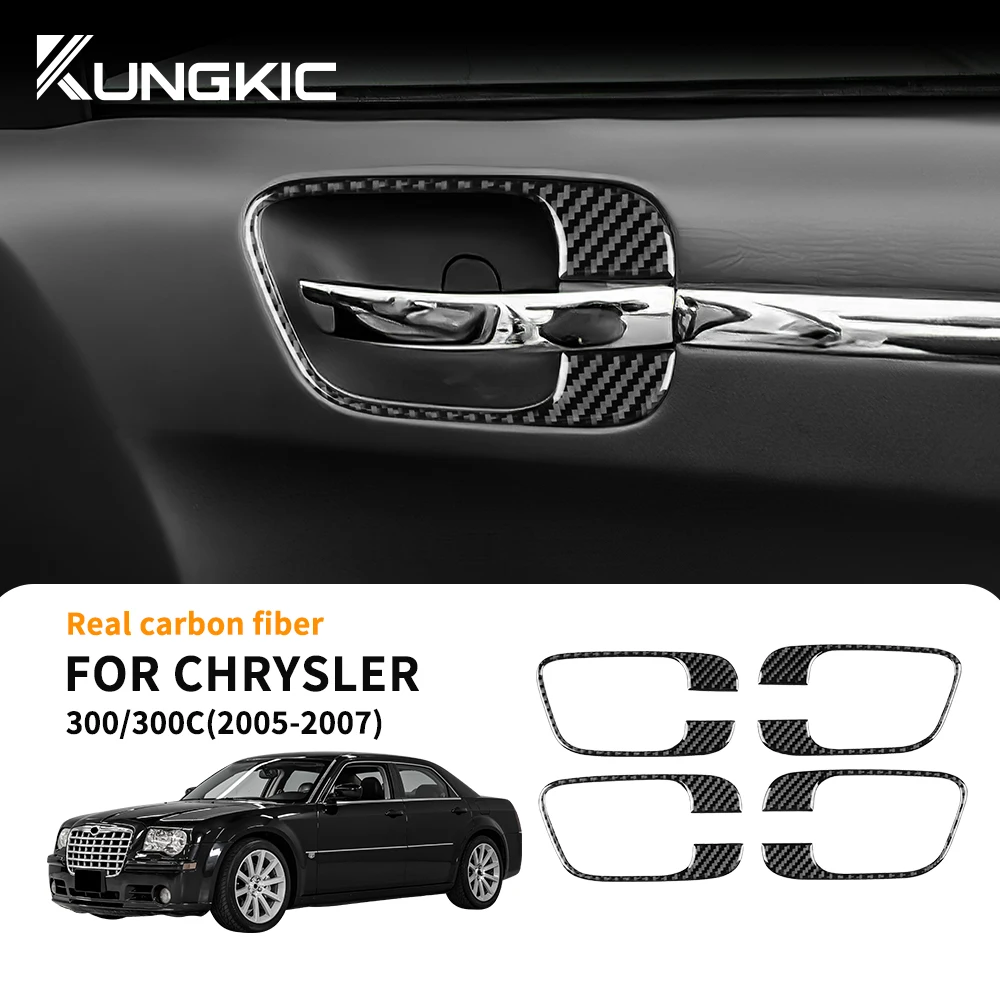 for Chrysler 300 300C 2005 2006 2007 Car Inner Door Handle Frame Real Soft Carbon Fiber Sticker Interior Trim Accessories