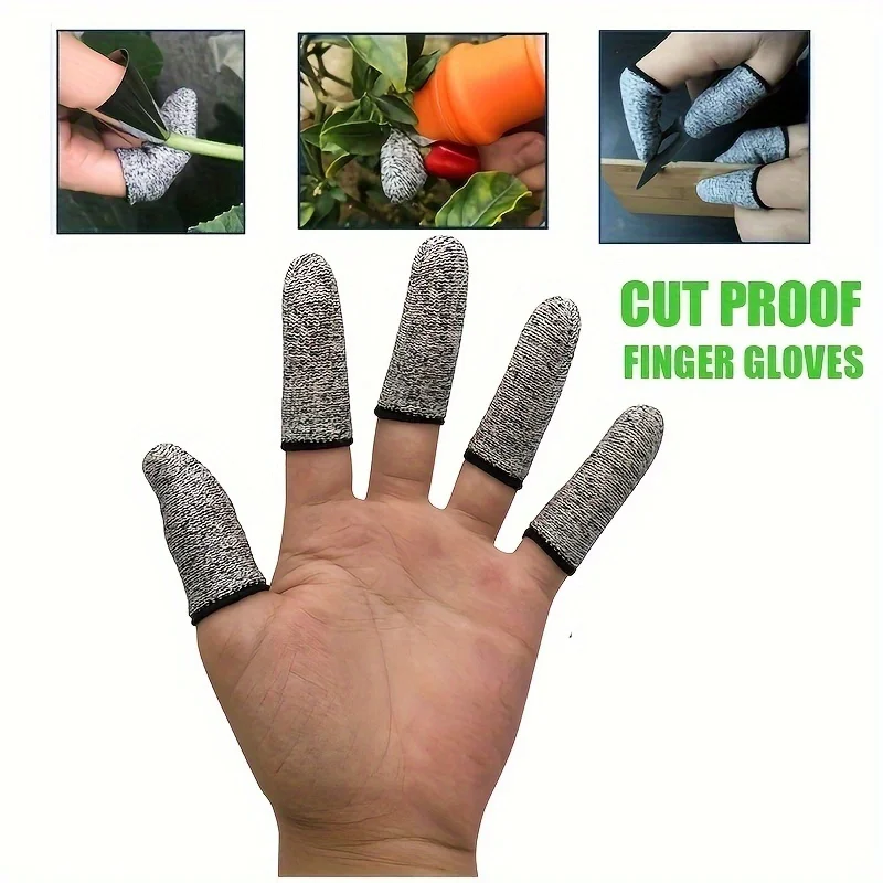 

10Pcs Anti-Cut Finger Cover Finger Protector Sleeve High-Strength Safety Flexible Anti Cut Fingertip Gloves Kitchen Tool