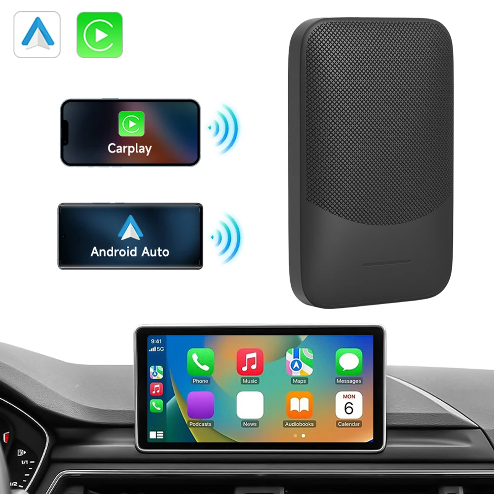 Wireless Carplay Andriod Auto Adapter Smart AI Box BT WiFi Voice Control for OEM Wired Carplay Andriod Auto Car Models