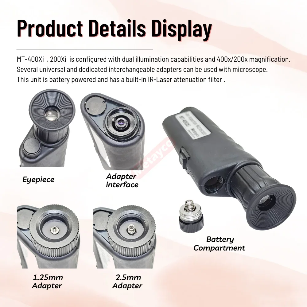 2026/Fiber Inspect Microscope MT-400Xi/200Xi/400X/200X Fiber Optical Inspector  Slip Rubber with 1.25/2.5 LC/SC SMA905 Adapt