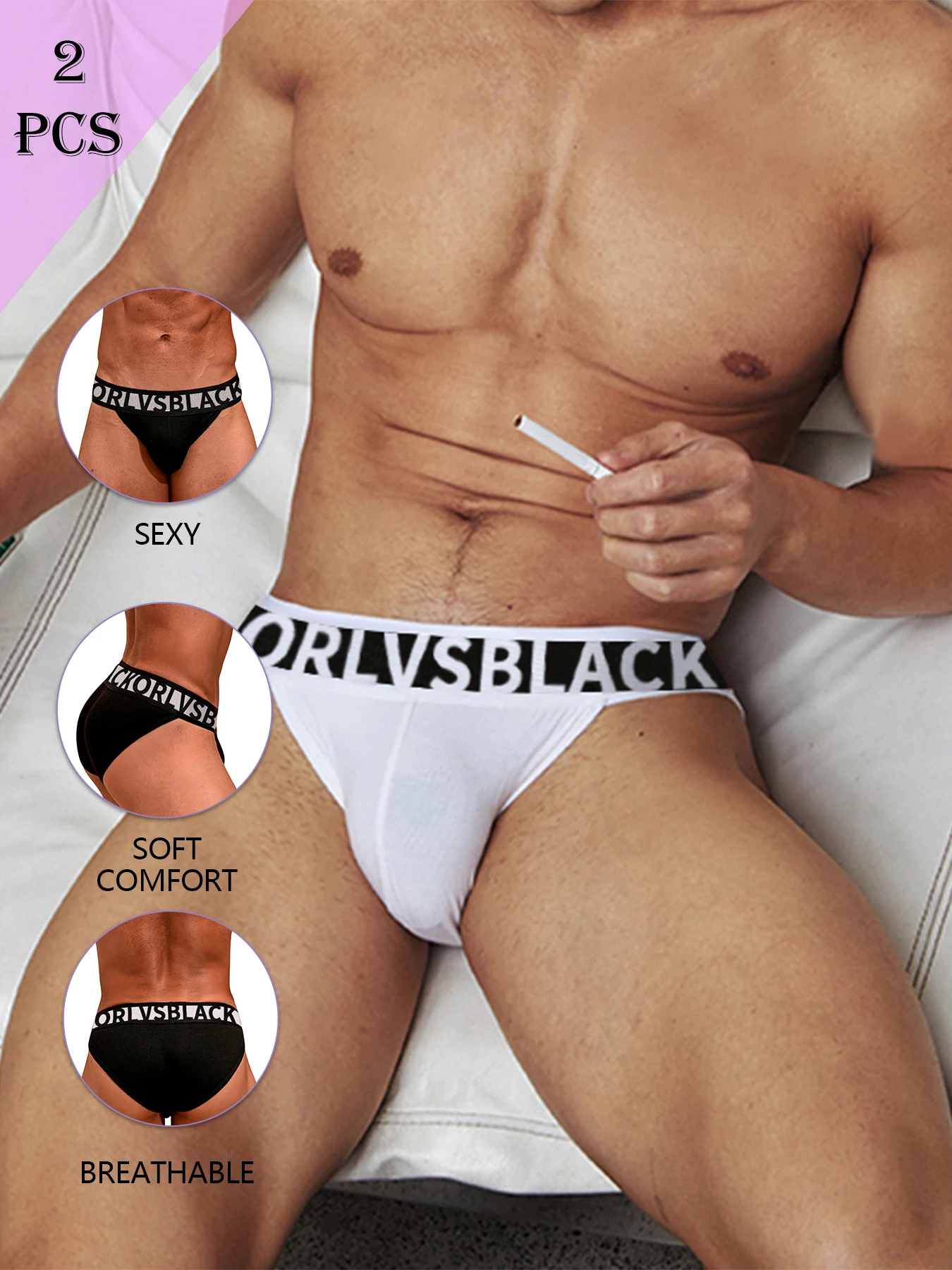 

2Pcs Cotton Jockstrap Men's Underwear Hip Raise Sexy Briefs Innerwear Comfortable Man Briefs Underpants for Men