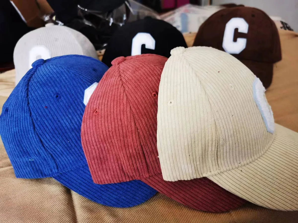 New Corduroy Baseball Cap Ladirs Fashion C Letter Snapback Hat Adjustable Casual Hip Hop Cap Men Outdoor fishing jogging