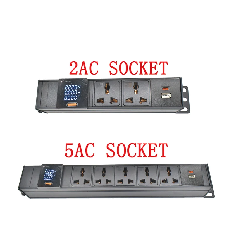 PDU قطاع الطاقة etwork خزانة الرف 10A مقبس عالمي 1-9AC مع مقبس لاسلكي كشف الجهد مع مقياس التيار الكهربائي ، TPC USB