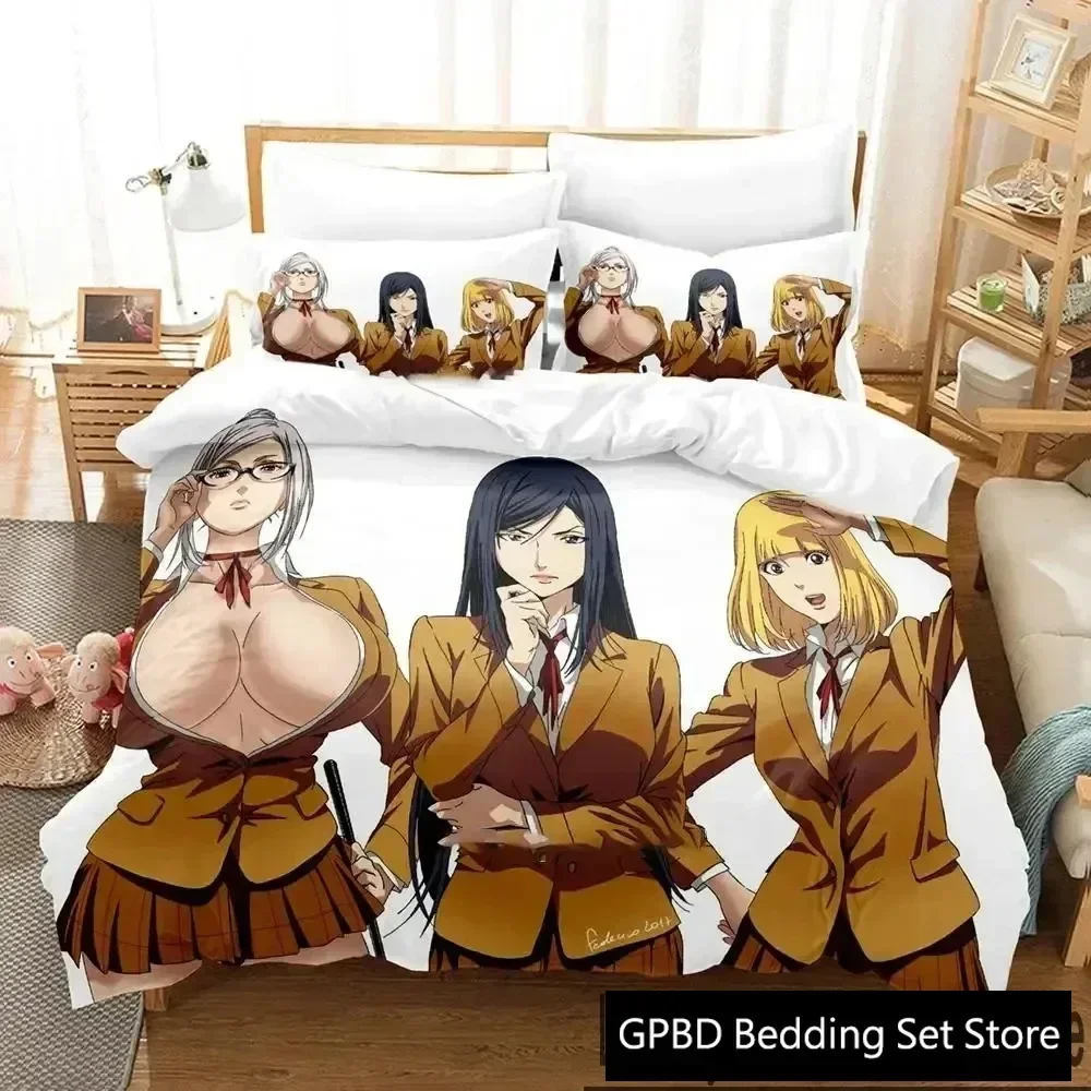 

Luxury New 3D Print Anime Prison School Bedding Set Duvet Cover Bed Set Quilt Cover Pillowcase Queen Size Boys Adult Bedding Set