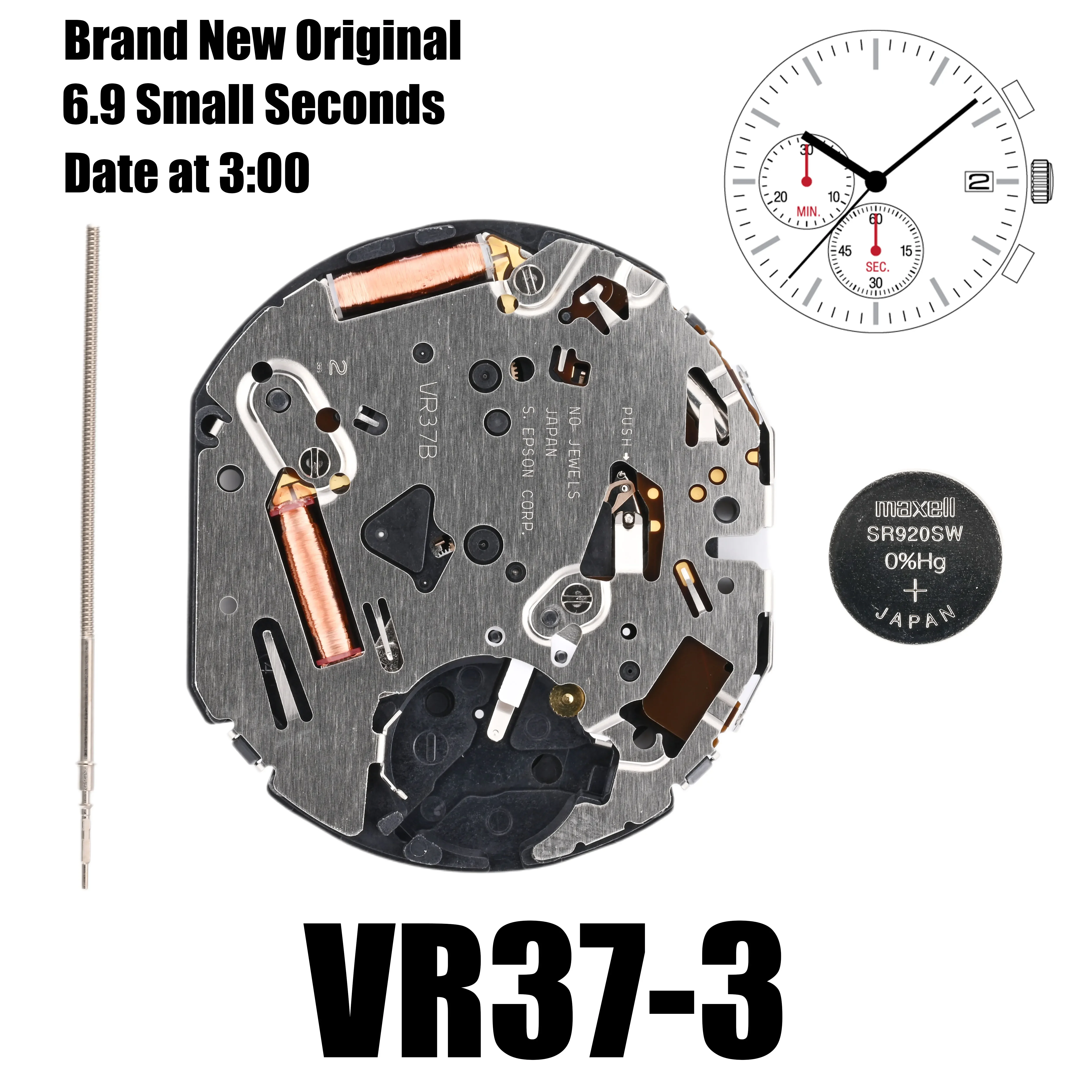 Brand New Original VR37 Movement VR37B/A Movement Chronograph VR32B/A Quartz Movement 6.9 Small Seconds Date At 3：00