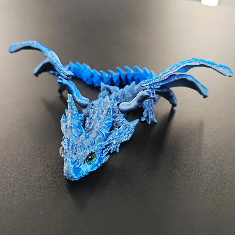 

3D Printed Flying Dragon Full Body Movable Joint Fidget Toy Figurine Simulation Dragon Office Desktop Ornament Toys with Wing