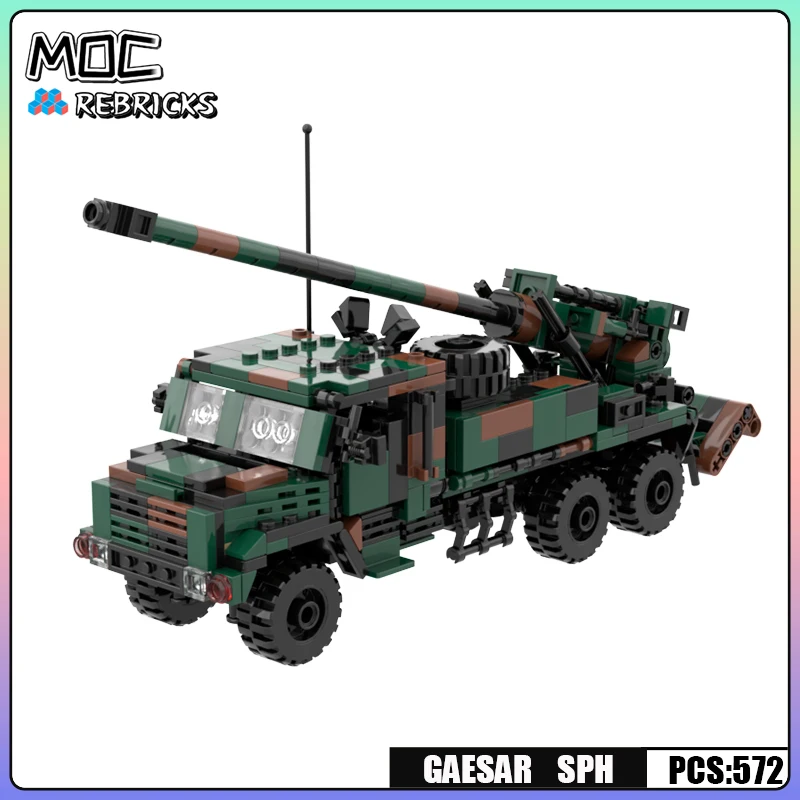 Military Series MOC Bricks Caesar 155mm Self-propelled Gun Building Block Assembly Model DIY Boy Toys Hobbies Christmas Gifts