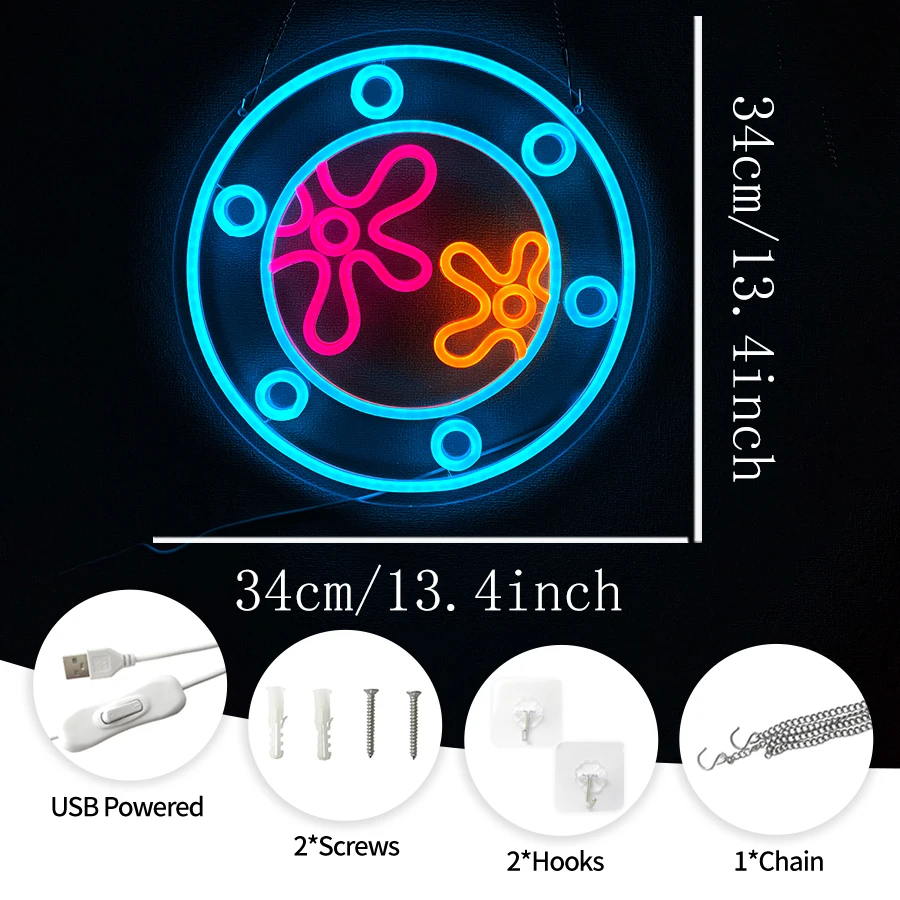Ocean World Porthole Neon Lights, LED Under Sea Porthole Neon Signs for Wall Decor,USB  for Game Room Bedroom Birthday Diving ﻿