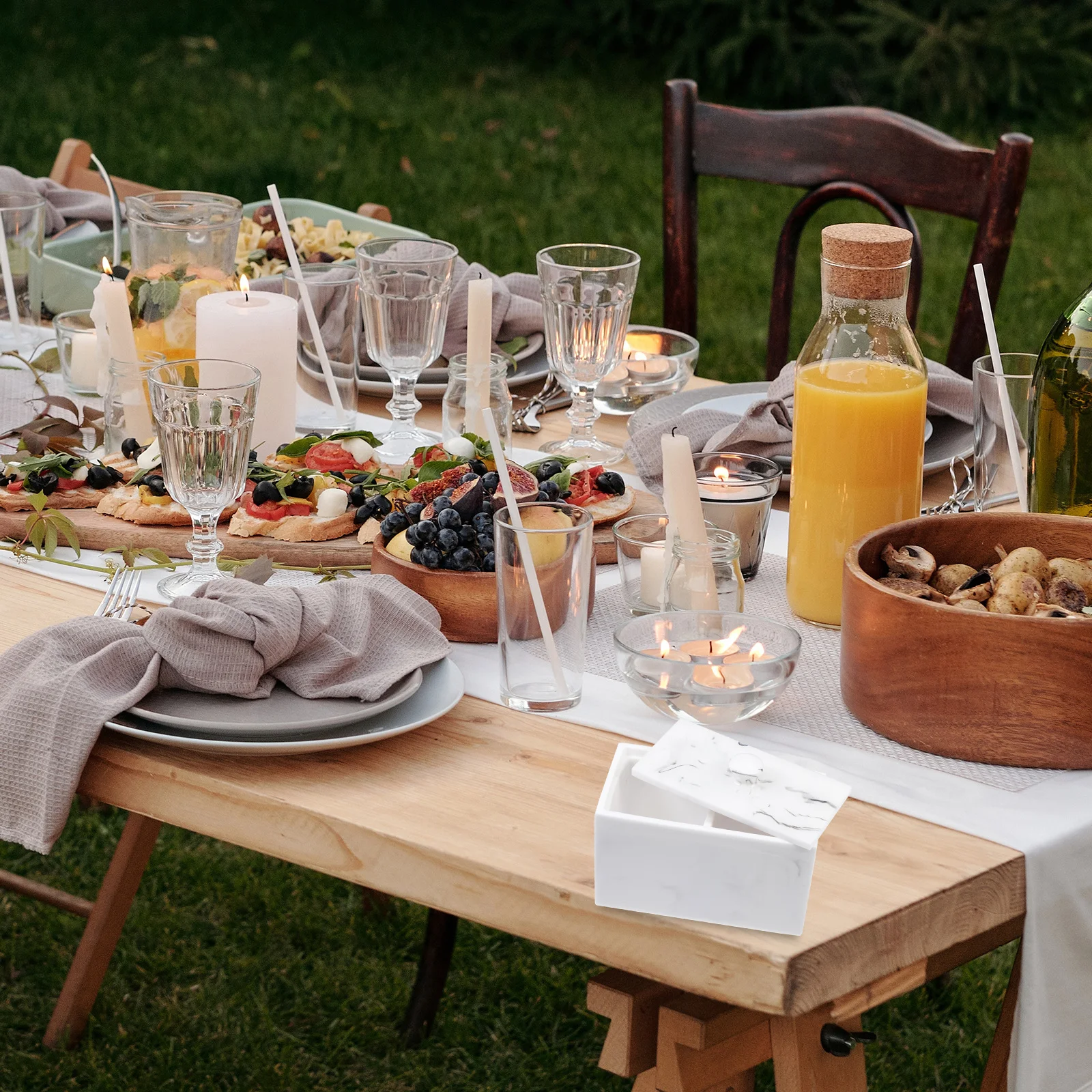 

Marble Container Jar Desktop Storage Boxes Toothpick Cotton Pad Holder Dresser Organizer