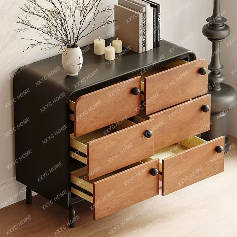 Solid wood home medium antique six-chest cabinet light luxury retro drawer storage cabinet living room bedroom locker