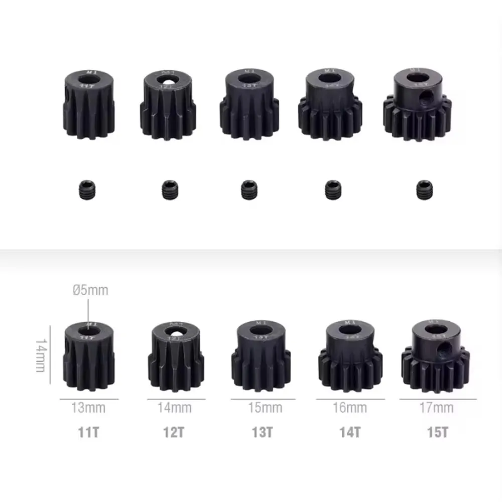 M1 5mm 11T 12T 14T 15T 17t 18t 20T 21t 22T 24T 25T 26T 28T 30T steel metal Pinion Motor Gear For 1/10 1/8 1/7 RC Model Car Motor