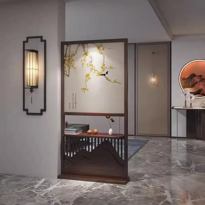 Factory Direct 2026 New Chinese-style solid wood screen partition, facing the entrance door and porch, modern storage bedroom bl