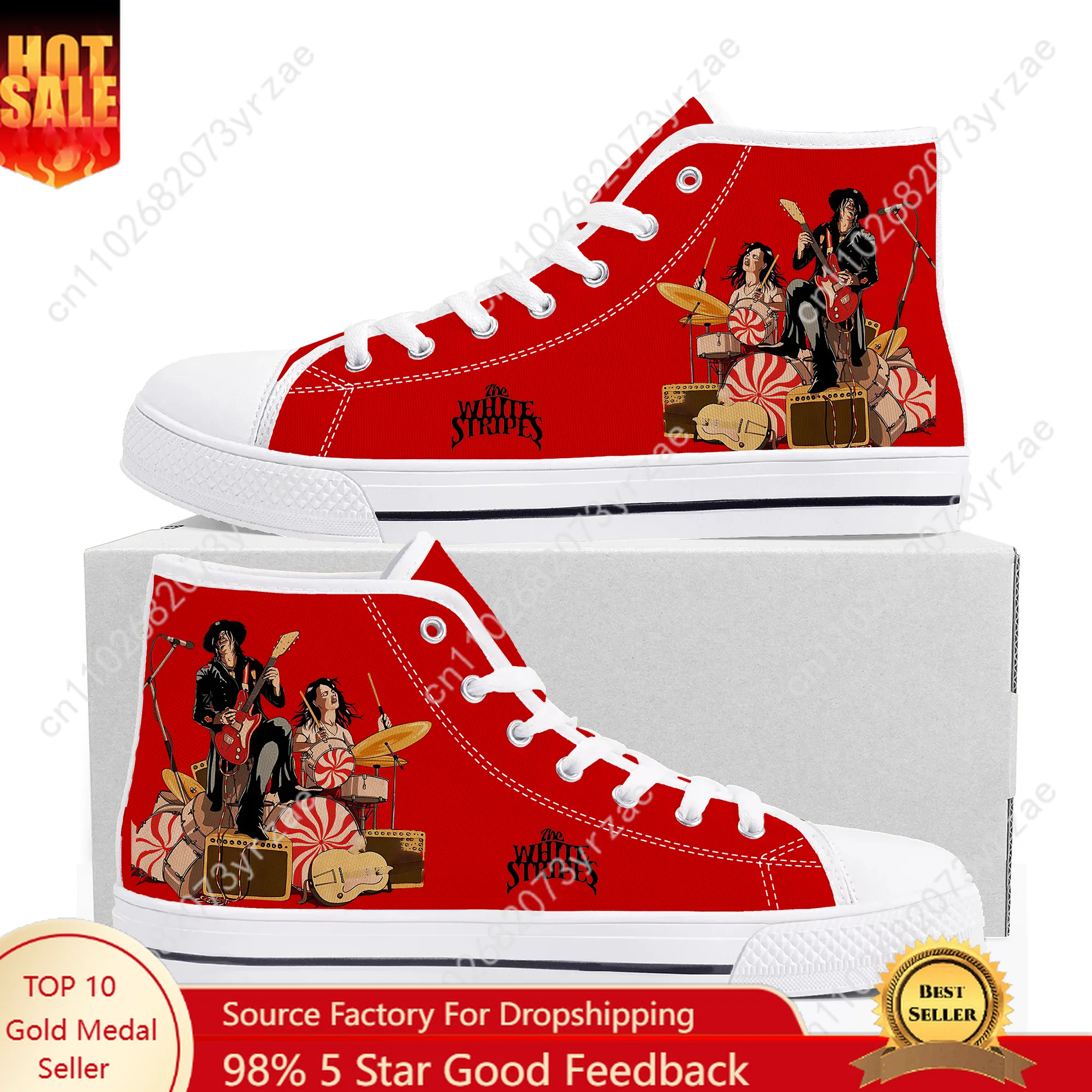 

The White Stripes High Top High Quality Sneakers Mens Womens Teenager Canvas Sneaker Casual Fashion Patterns Shoe Custom Shoes