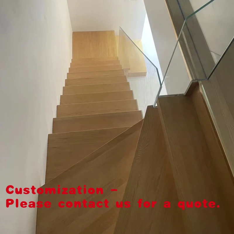

custom.Prefabricated Durable Mild Steel Floating Staircase Mono Beam Quartz American Oak Straight Narrow L Shape Indoor