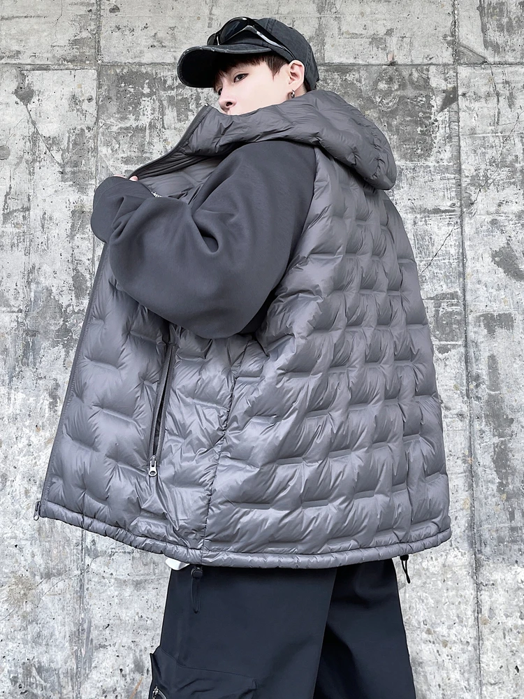 

Повседневная мужская легкая пуховая куртка с капюшоном, модная, универсальная, больших размеров, с дизайнерскими вставками и элементами в стиле Turtle Ba